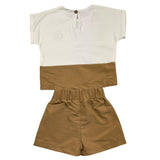 Minimo Completo 2 Pezzi Camicia-Bermuda Bianco/Beige Per Neonato