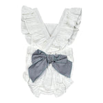 Babidu Pagliaccetto Tinta Unita con Fiocco per Neonata 32405 BIANCO BABIDU 