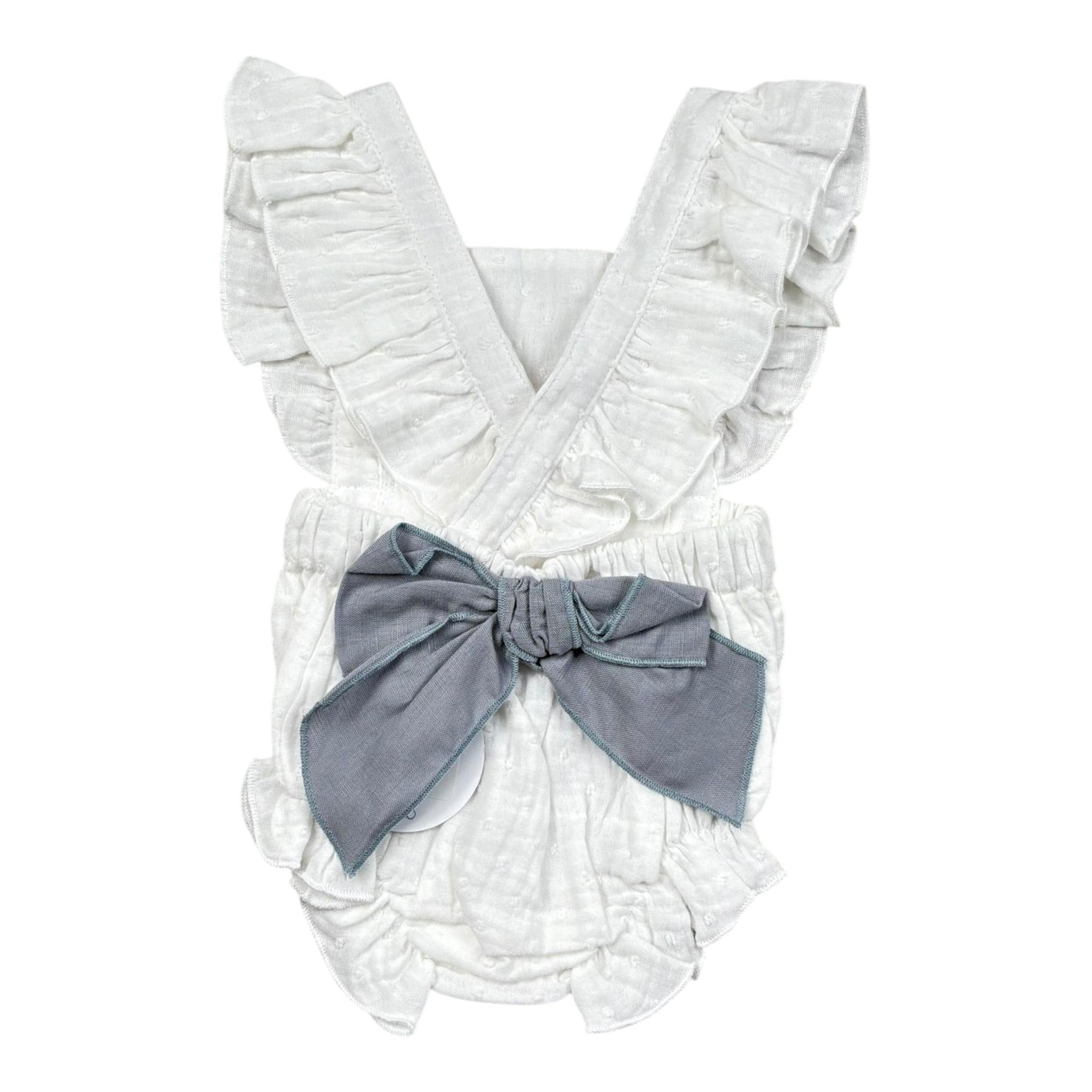 Babidu Pagliaccetto Tinta Unita con Fiocco per Neonata 32405 BIANCO BABIDU 