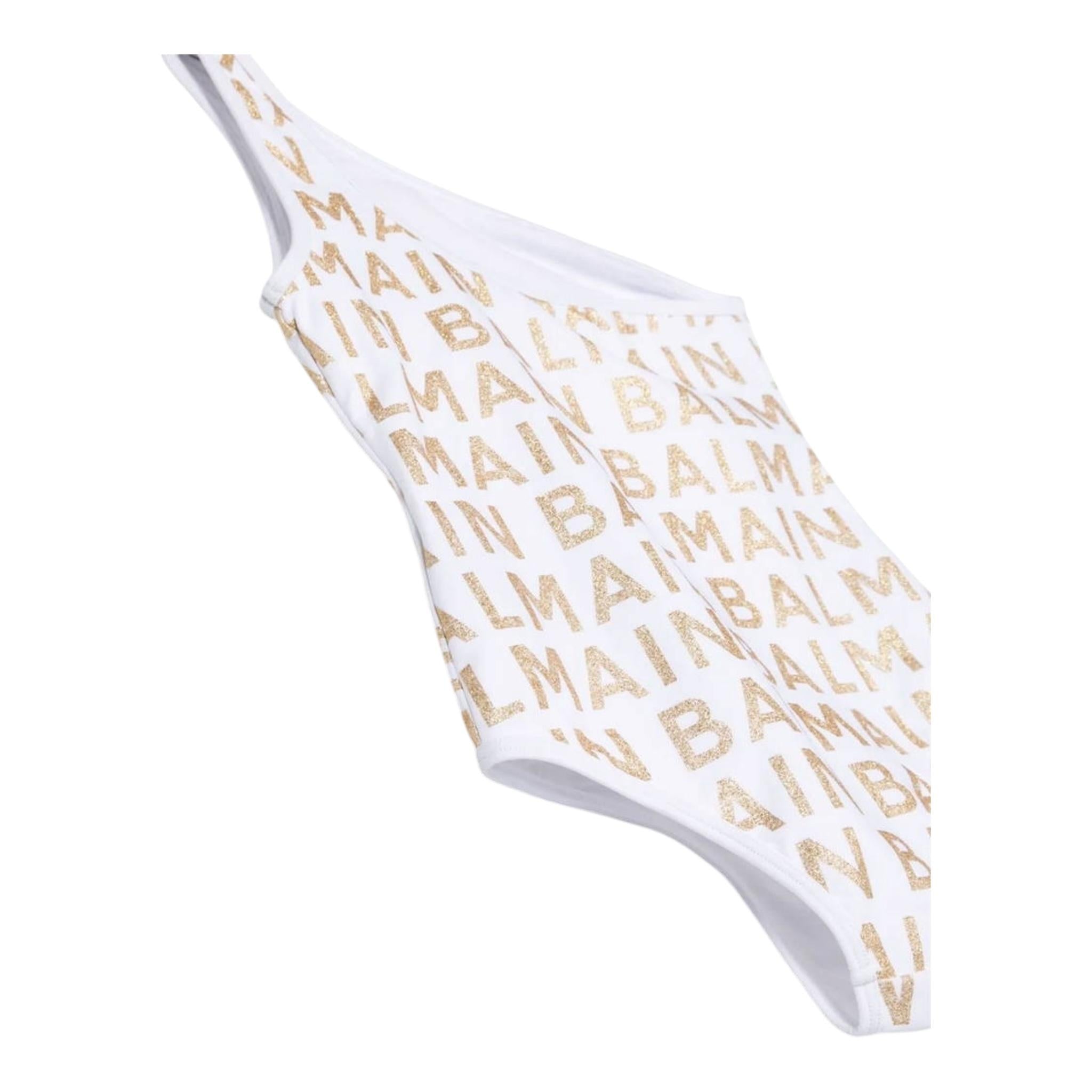 BALMAIN costume monospalla tinta unita cn loghi Bianco per Bambina BSCA49Z BIANCO BALMAIN 