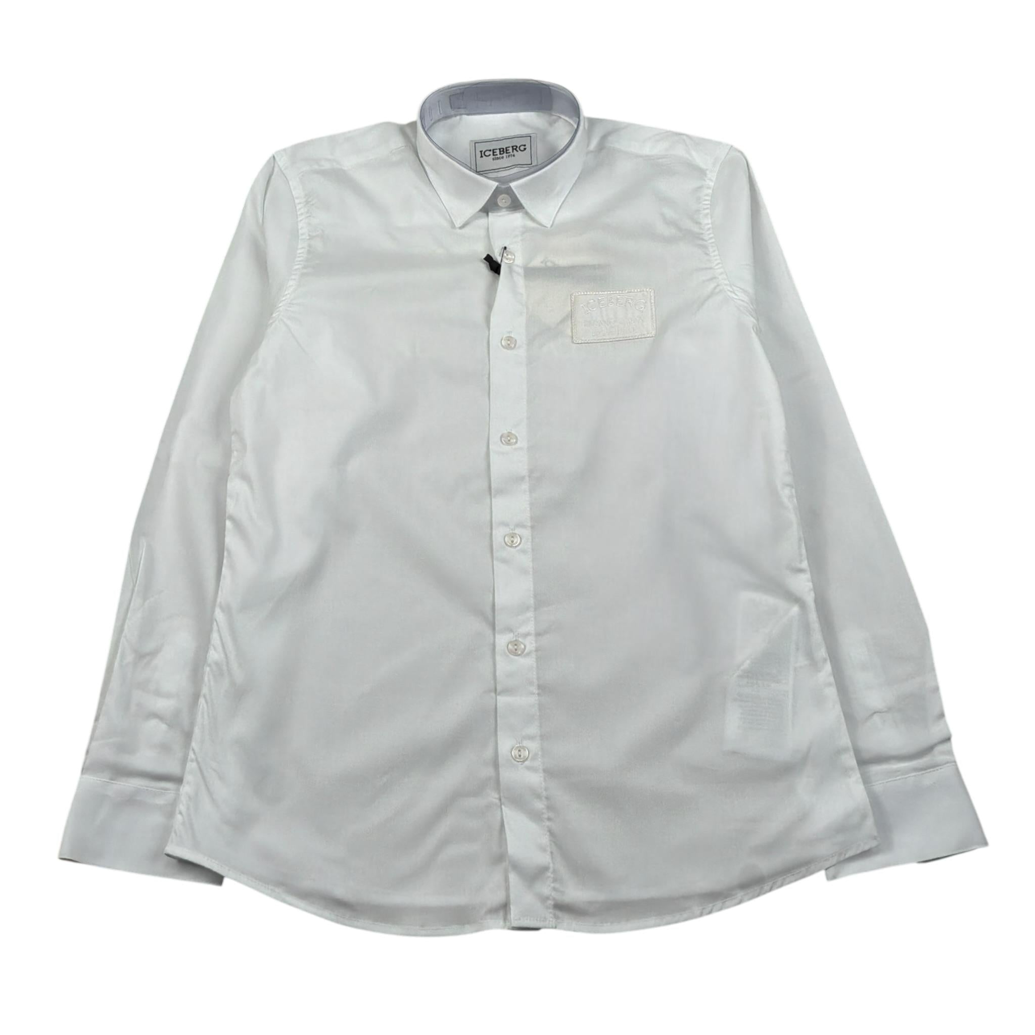 Iceberg Camicia tinta unita Manica Lunga Bianco per Bambino CMICE5103JX BIANCO ICEBERG 
