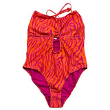 4Giveness – Einteiliger Badeanzug mit Zebramuster in Neonorange für Mädchen