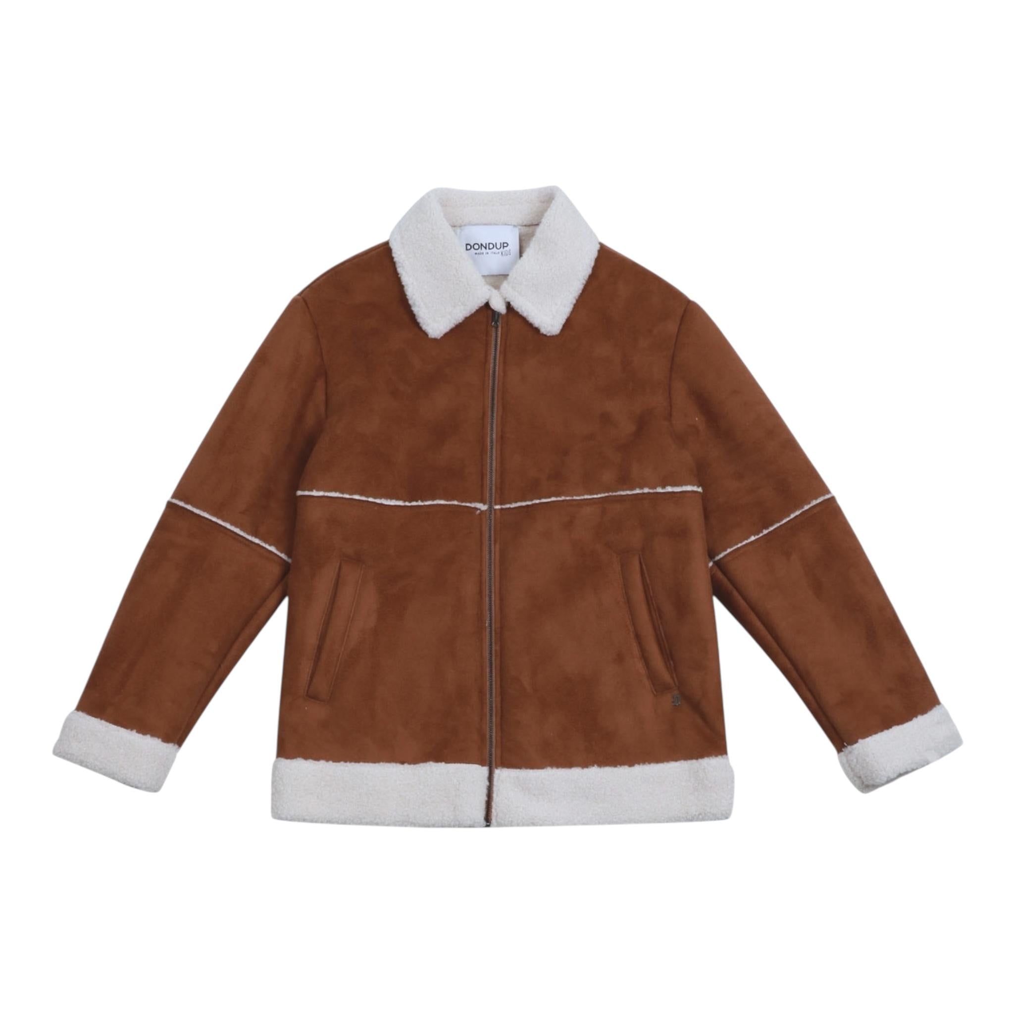 DONDUP montone tinta unita con pelliccia Tabacco per Bambino DMGB012X TABACCO DONDUP 