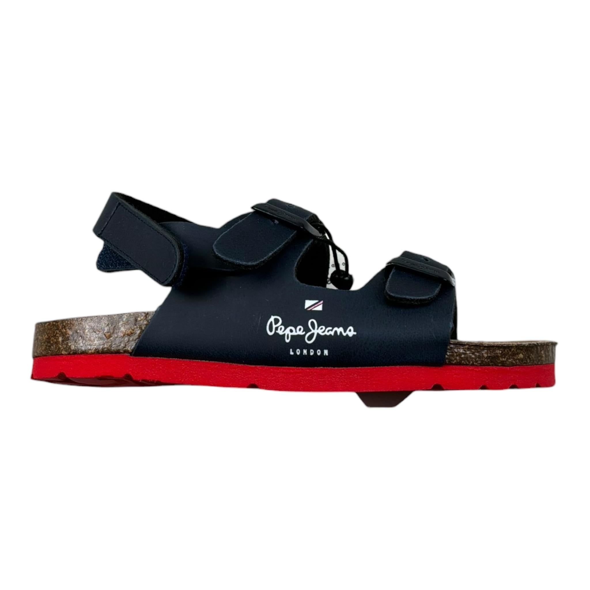 Pepe Jeans Sandalo Tinta Unita con Logo per Neonato PBS90056N BLU PEPE JEANS 