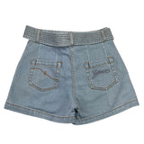 Lanvin Short Tinta Unita In Denim Con Cinturino Azzurro Per Bambina