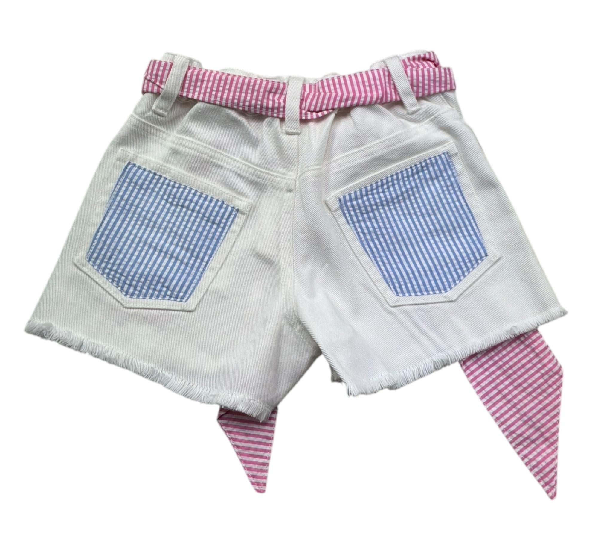 Saint Barth Short Tinta Unita con Cinturino per Bambina KIKOJR BIANCO SAINT BARTH 