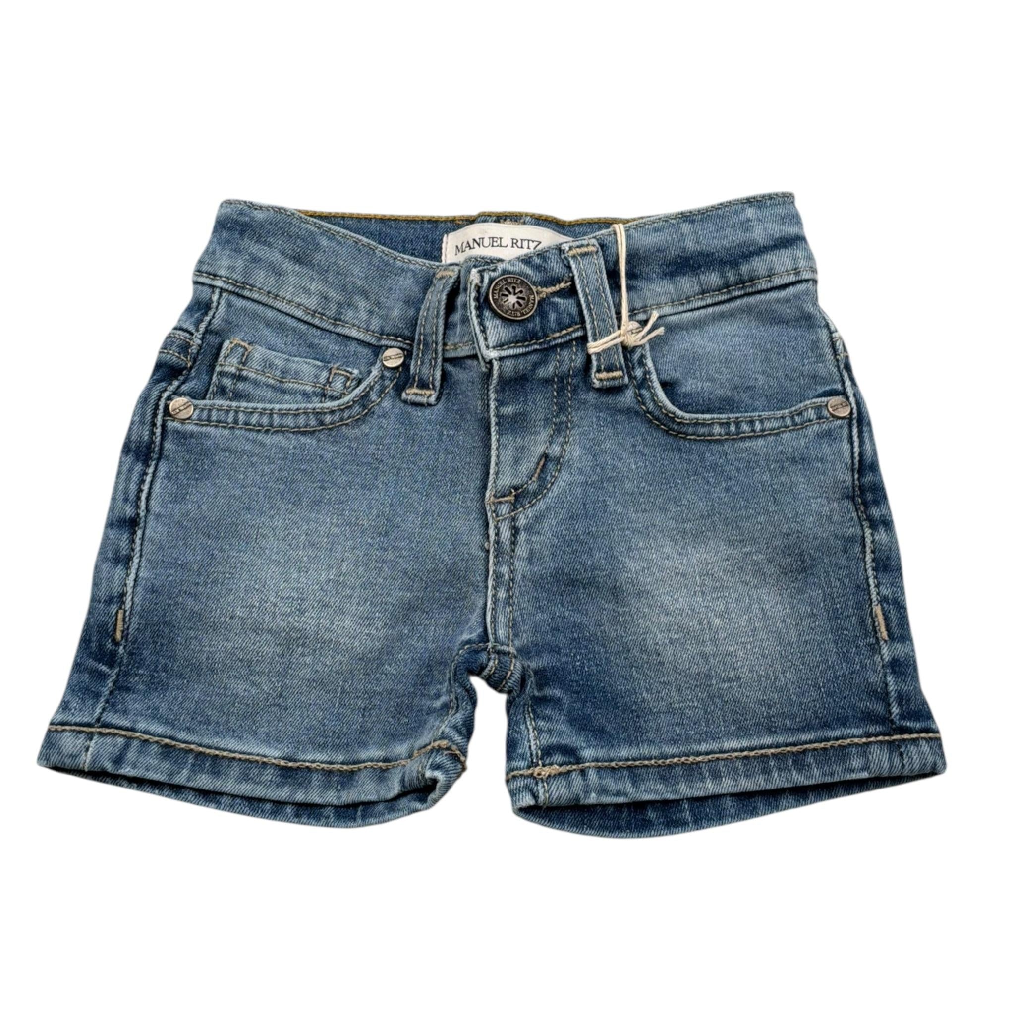 Manuel Ritz Bermuda In Denim tinta unita Azzurro per Bambino R2406 AZZURRO MANUEL RITZ 