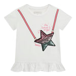 Guess T-Shirt Tinta Unita con Paillettes per Neonata K5RI19K6YW4N BIANCO GUESS 