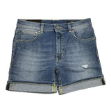 Dondup Bermuda In Denim Tinta Unita Blu Per Bambino