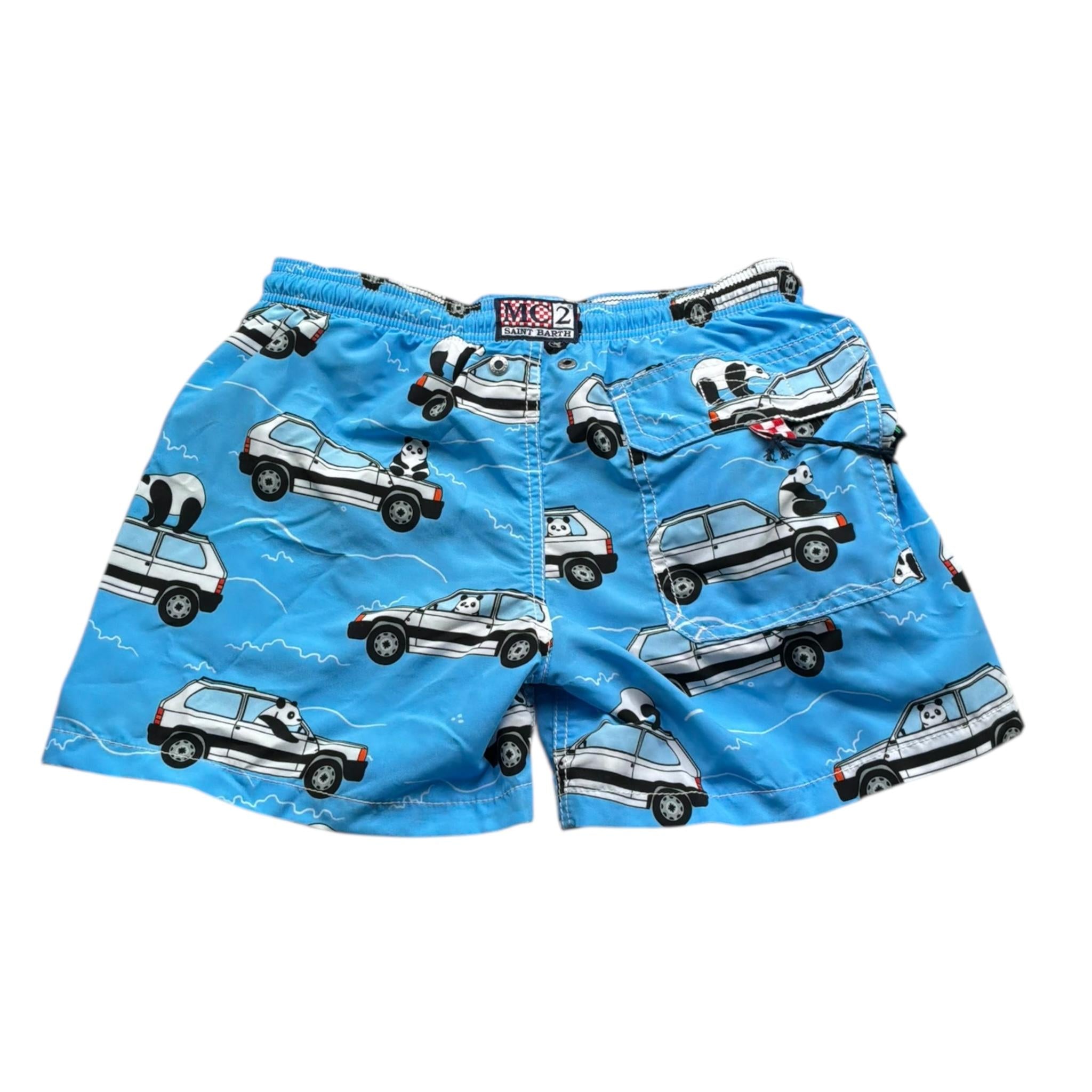 Saint Barth Costume Modello Boxere Tinta Unita con Stampa  per Neonato PANDAN AZZURRO SAINT BARTH 