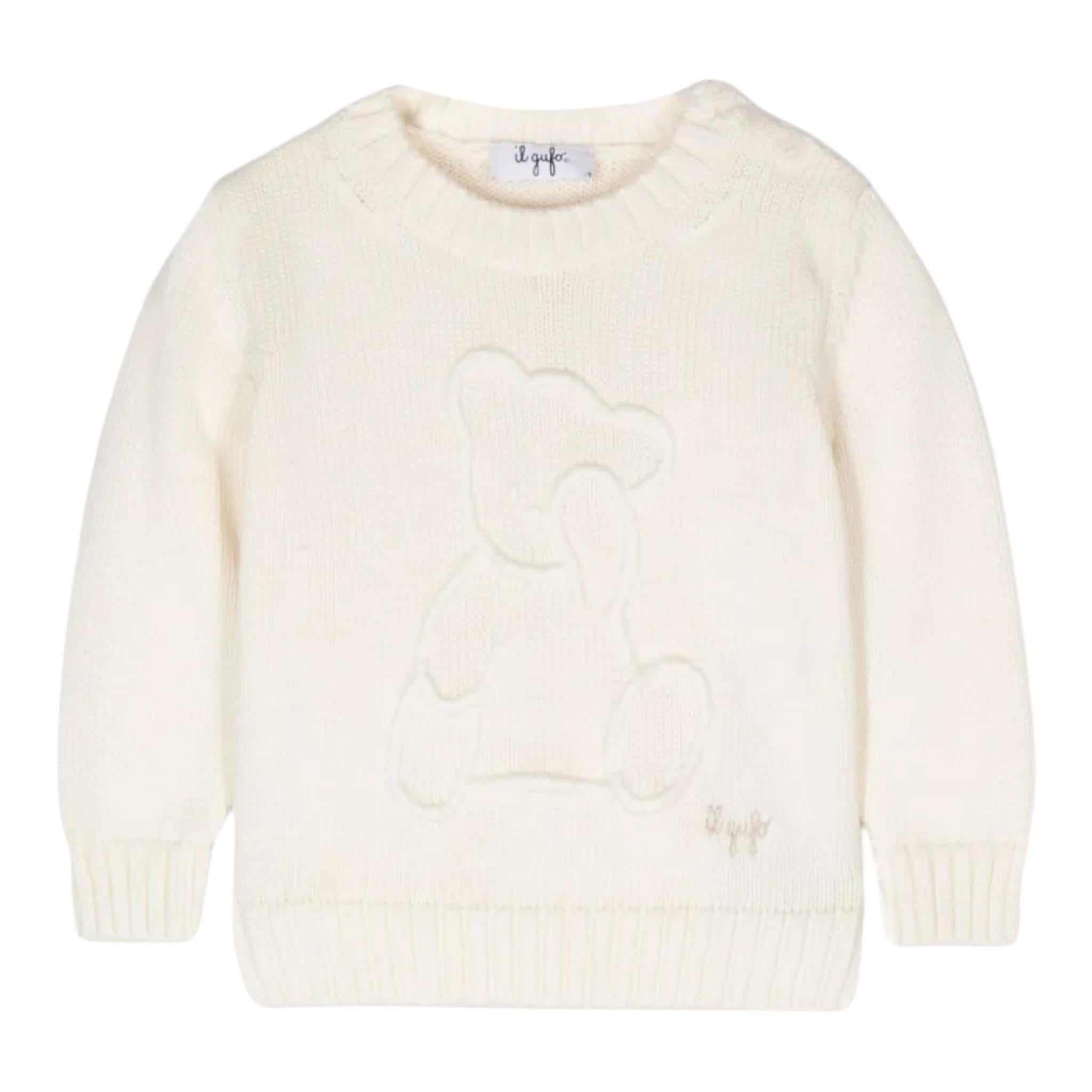 IL GUFO maglia tinta unita con ricami Panna per Neonato A24MA451EM109 PANNA IL GUFO 