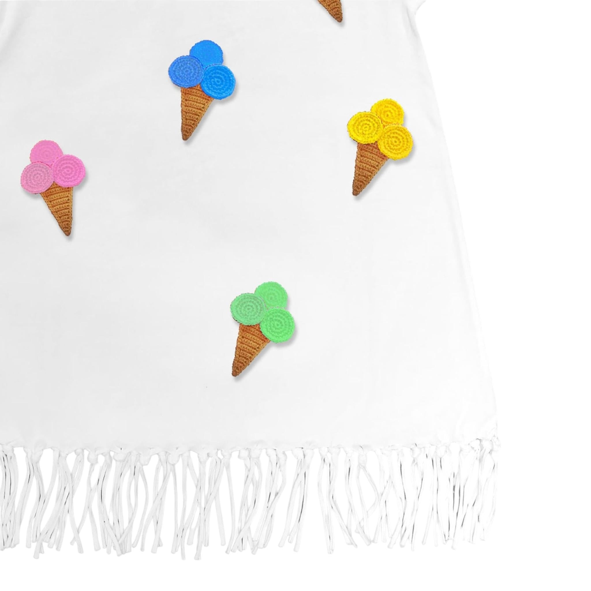 Saint Barth Abito Mezza Manica Tinta Unita con Ricami per Bambina ABBEY BIANCO SAINT BARTH 