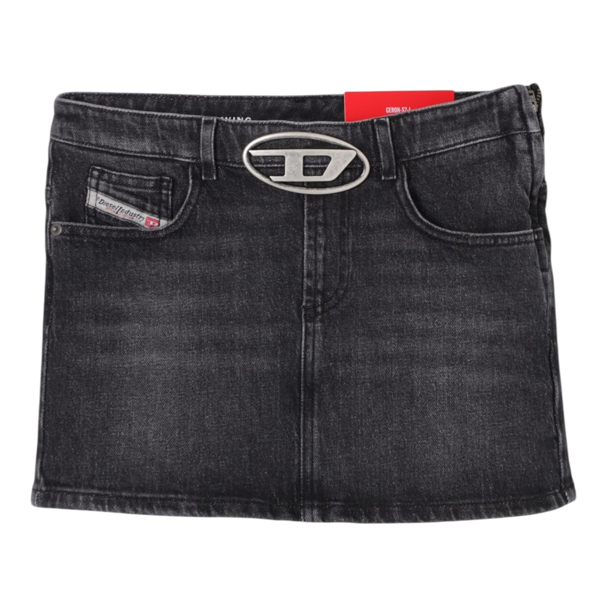 Diesel Gonna In Denim tinta unita con Zip Nero per Bambina J02162X NERO DIESEL 