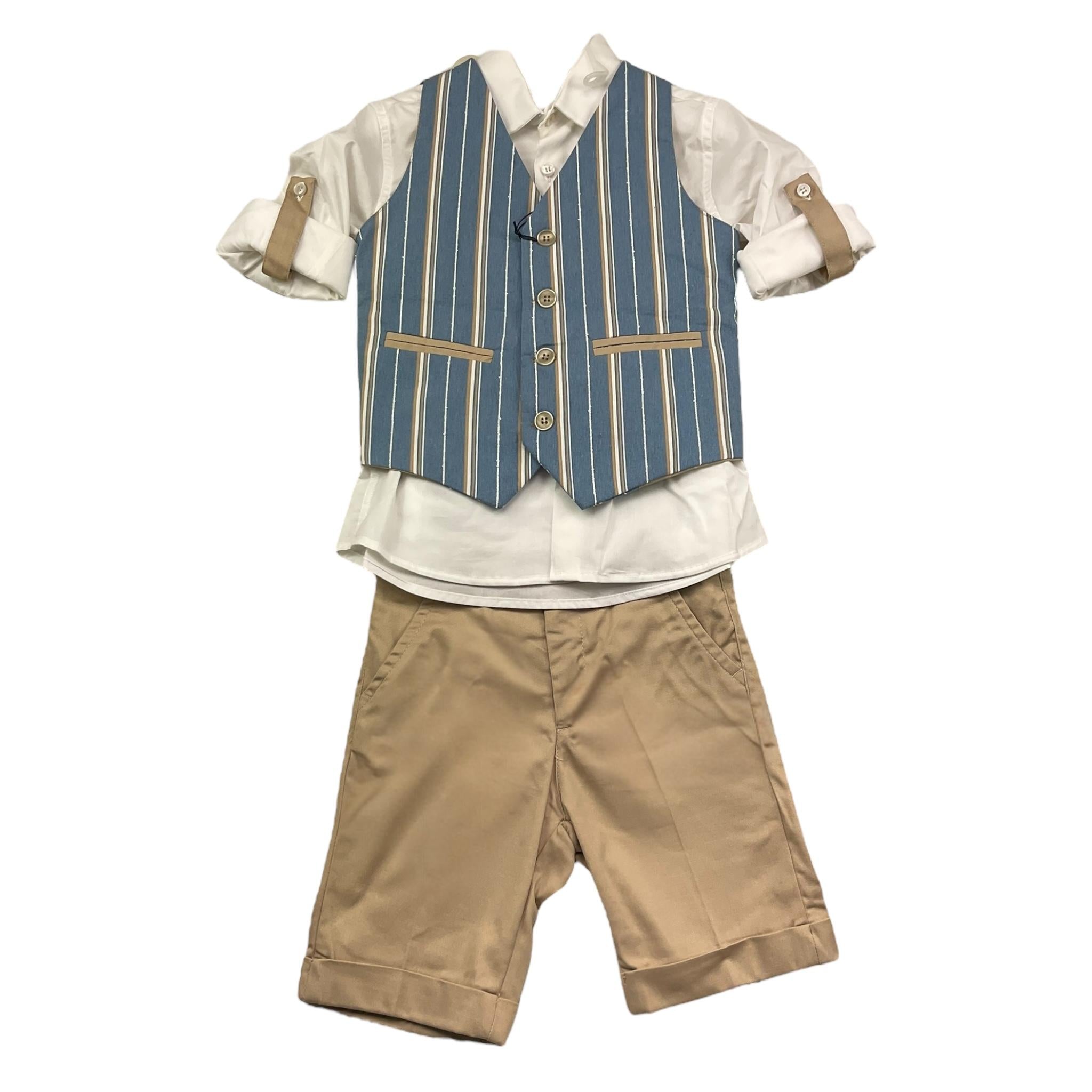 Mai'S Kids Completo 4 Pezzi Camicia-Gilet-Pantalone-Papillon per Bambino RAYAN AZZURRO MAI'S KIDS 