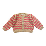 Zhoe &amp; Tobiah Beige/Pink Zweifarbige Strickjacke mit durchbrochenem Streifenmuster für Mädchen