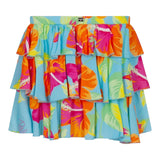 Pinko Gonna Tinta Unita Con Fantasia Fiori Azzurro Per Bambina