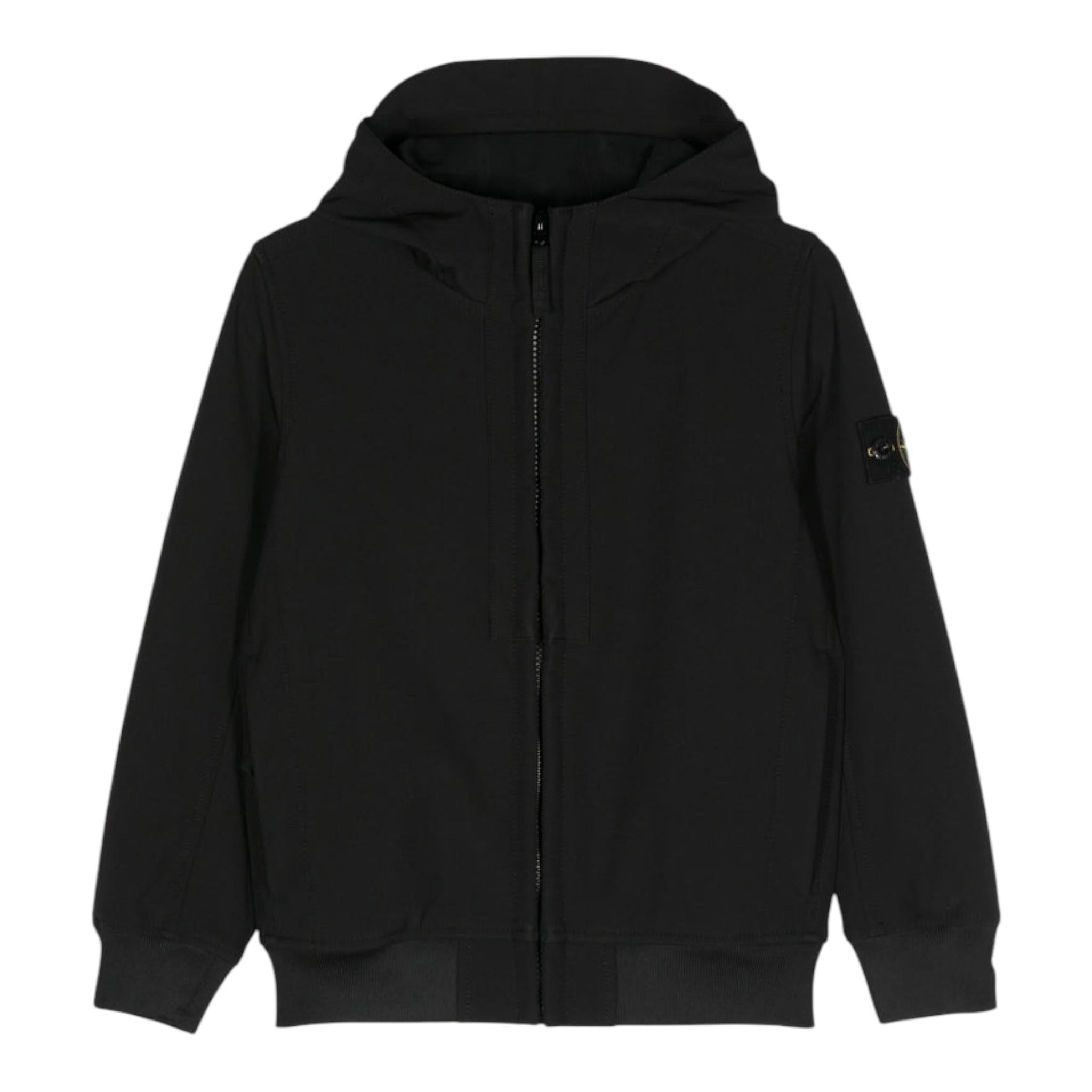 STONE ISLAND giubbino tinta unita con zip e cappuccio Blu per Bambino 8116Q0122 BLU STONE ISLAND 