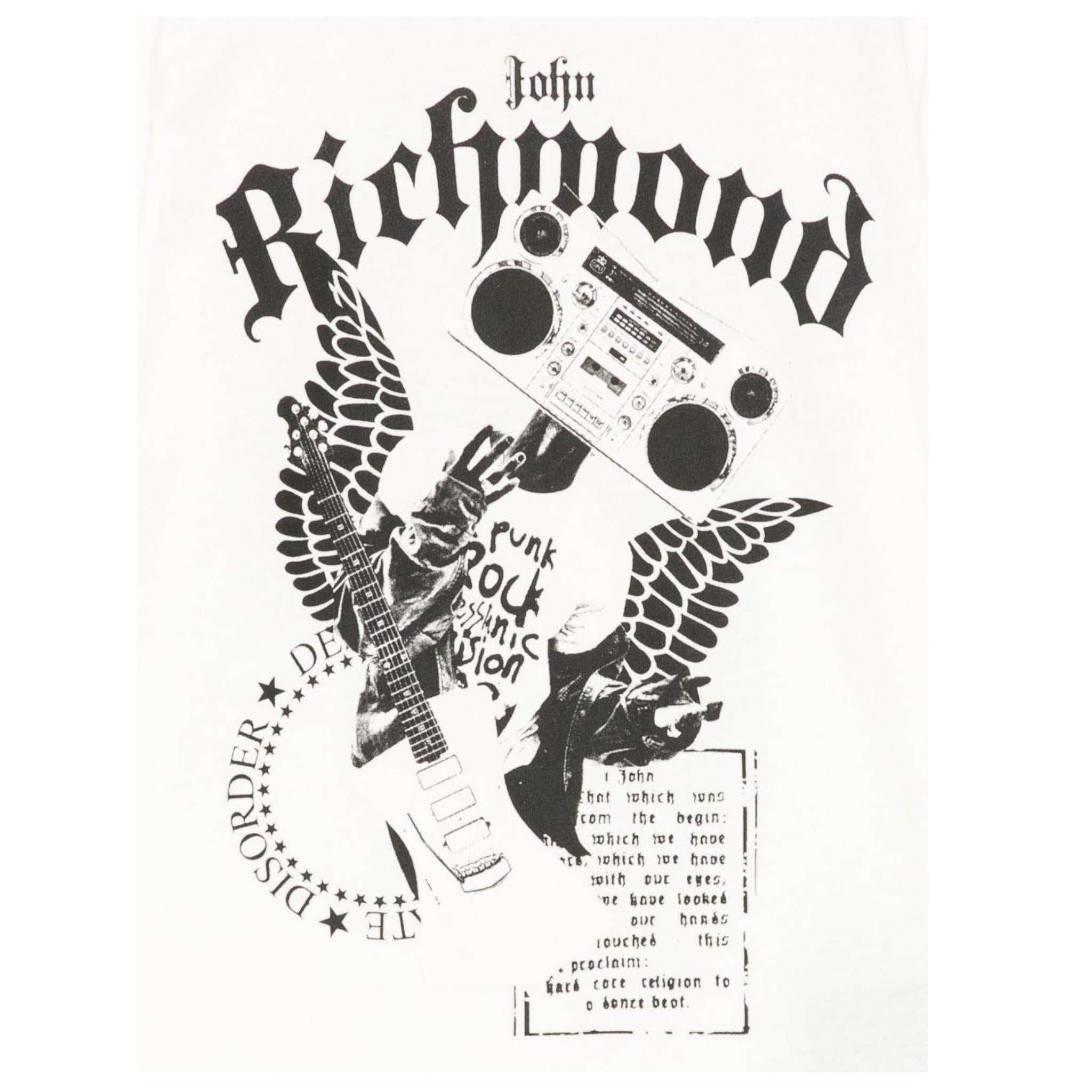 John Richmond T-Shirt Girocollo Tinta Unita con Stampa per Bambino RBP25058TS BIANCO JOHN RICHMOND 