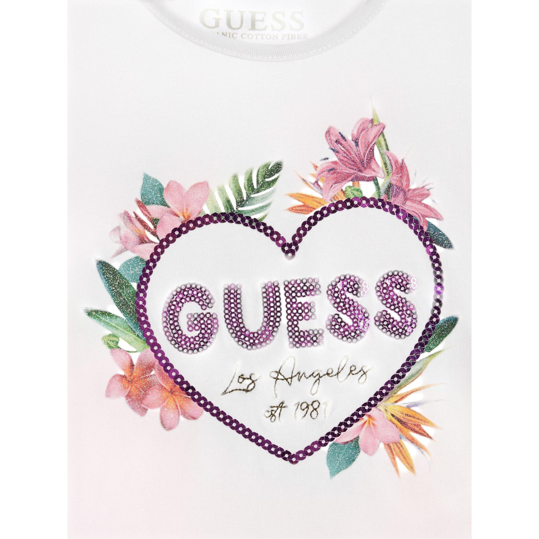 Guess T-Shirt Girocollo Tinta Unita con Logo per Neonata K5GI10K6YW4NX BIANCO GUESS 
