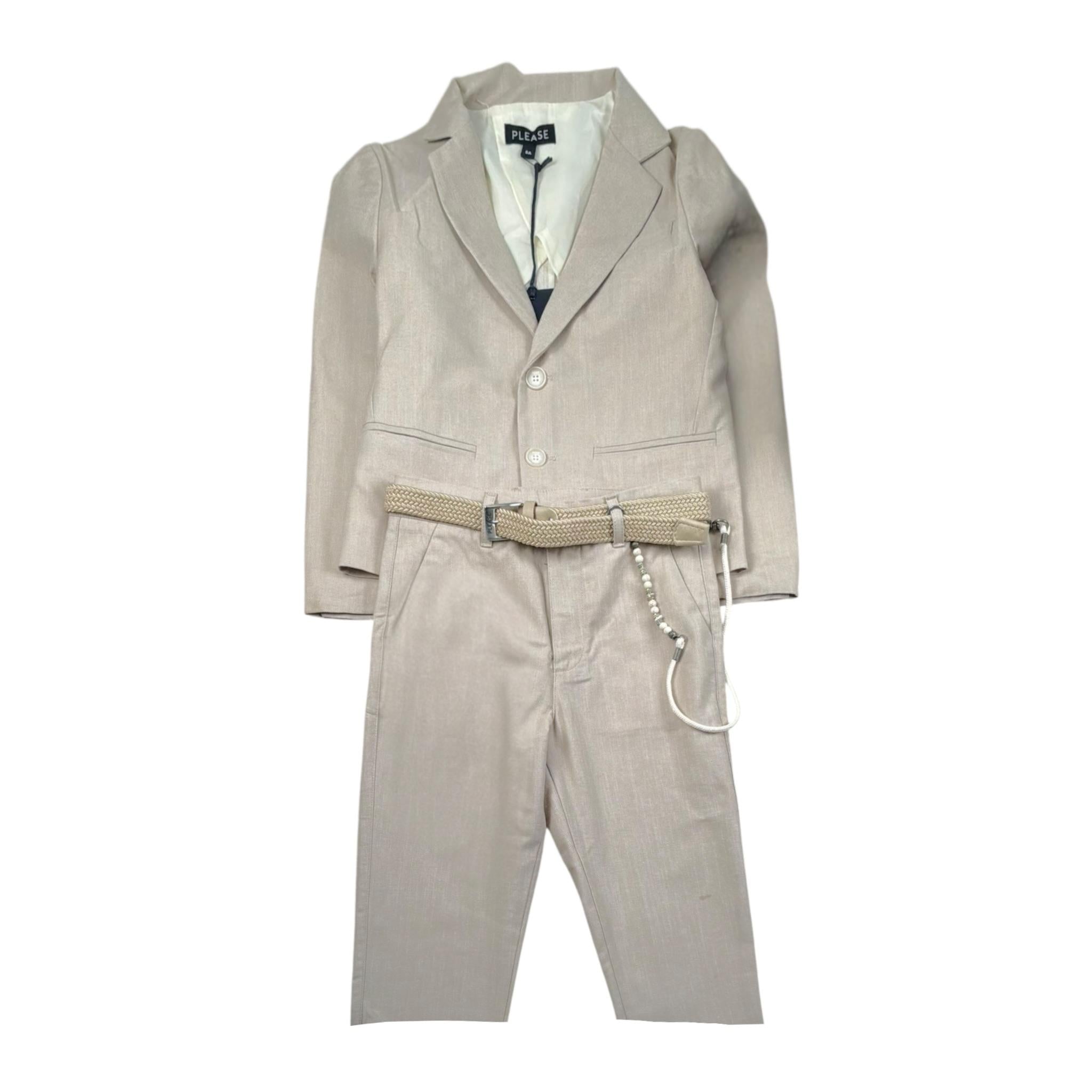 Please Completo 3 Pezzi Giacca-Pantalone-Cintura per Bambino EB00000673 BEIGE PLEASE 