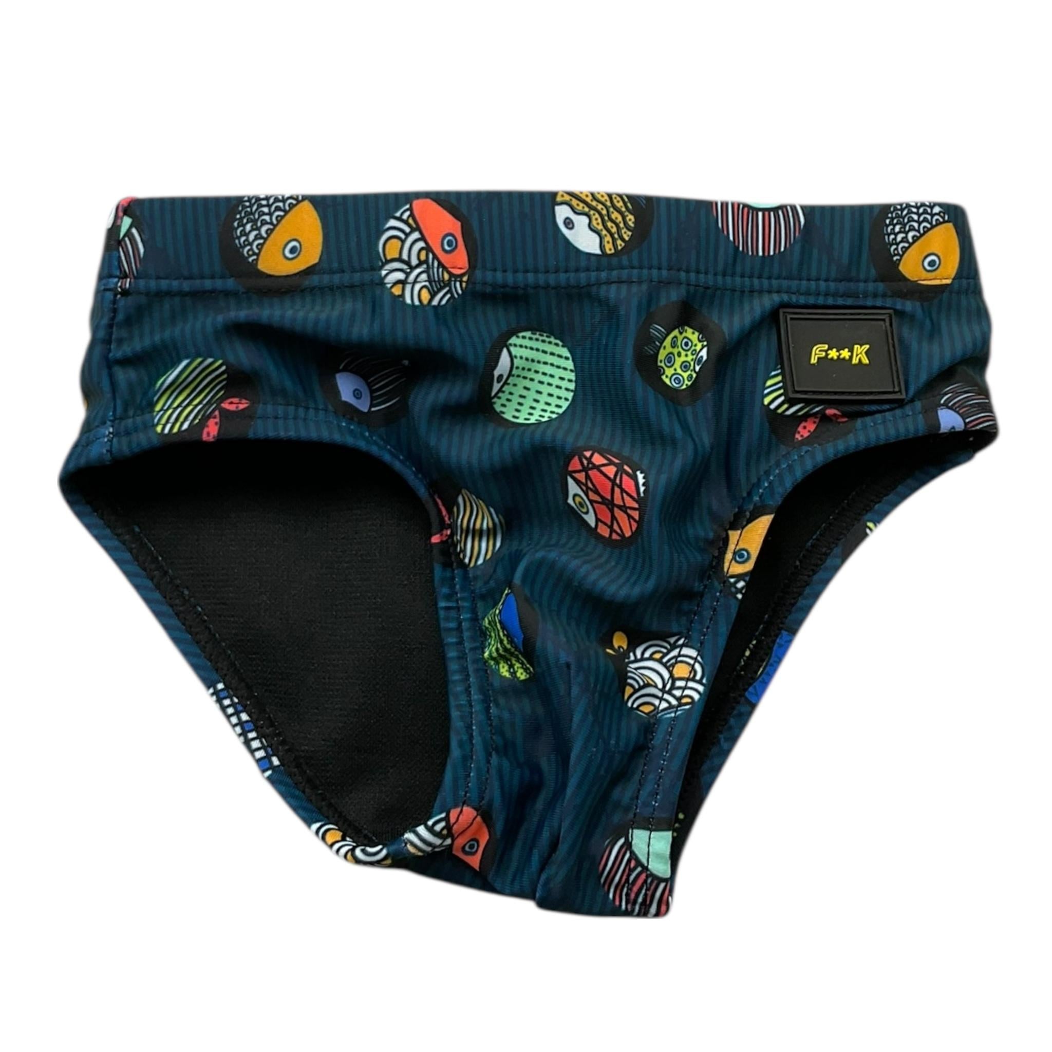 F**K Costume Mutandina Tinta Unita con Stampe per Neonato FJ25N05SA20 BLU F**K 
