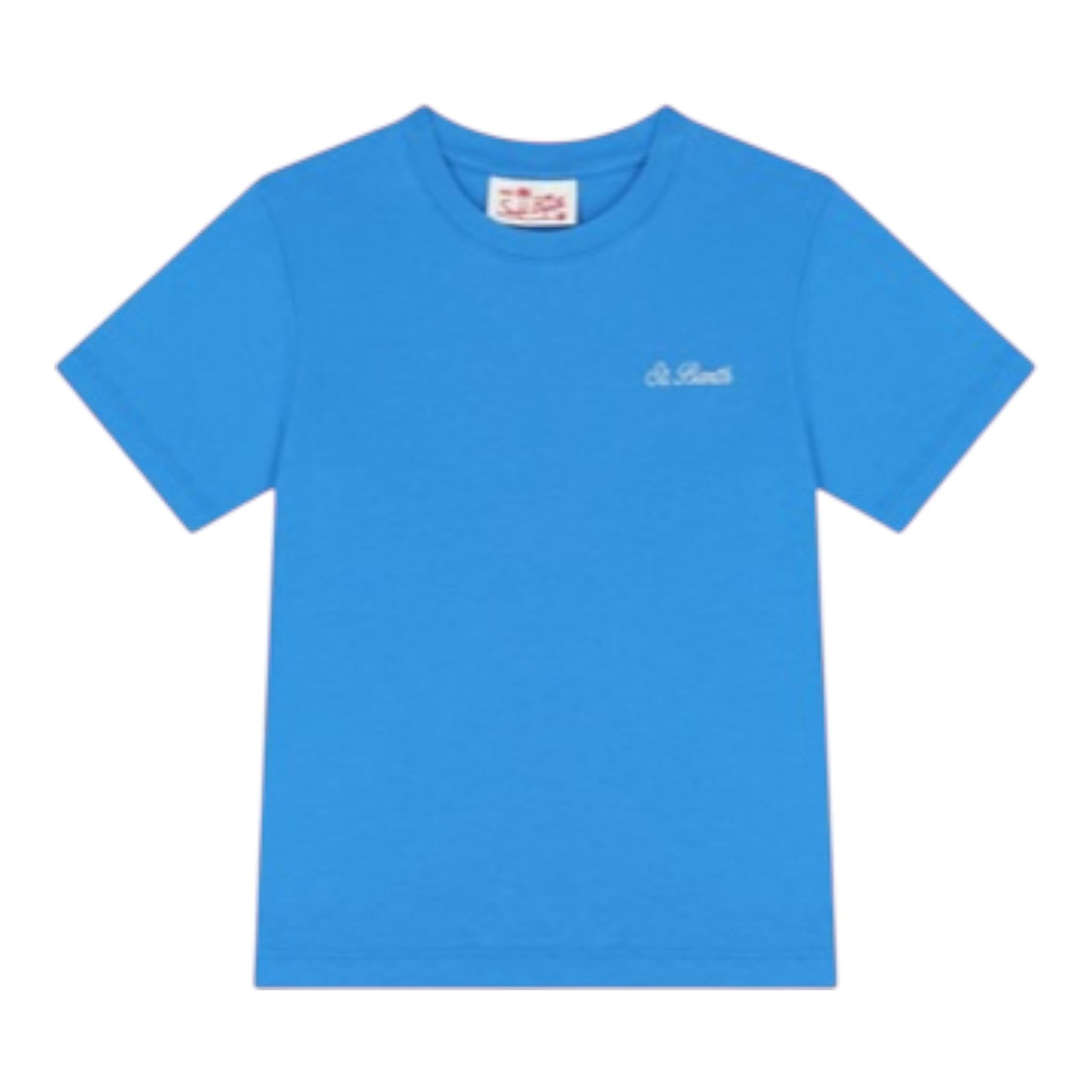 Saint Barth T-Shirt Girocollo Tinta Unita con Logo per Bambino DOVERLJR COBALTO SAINT BARTH 