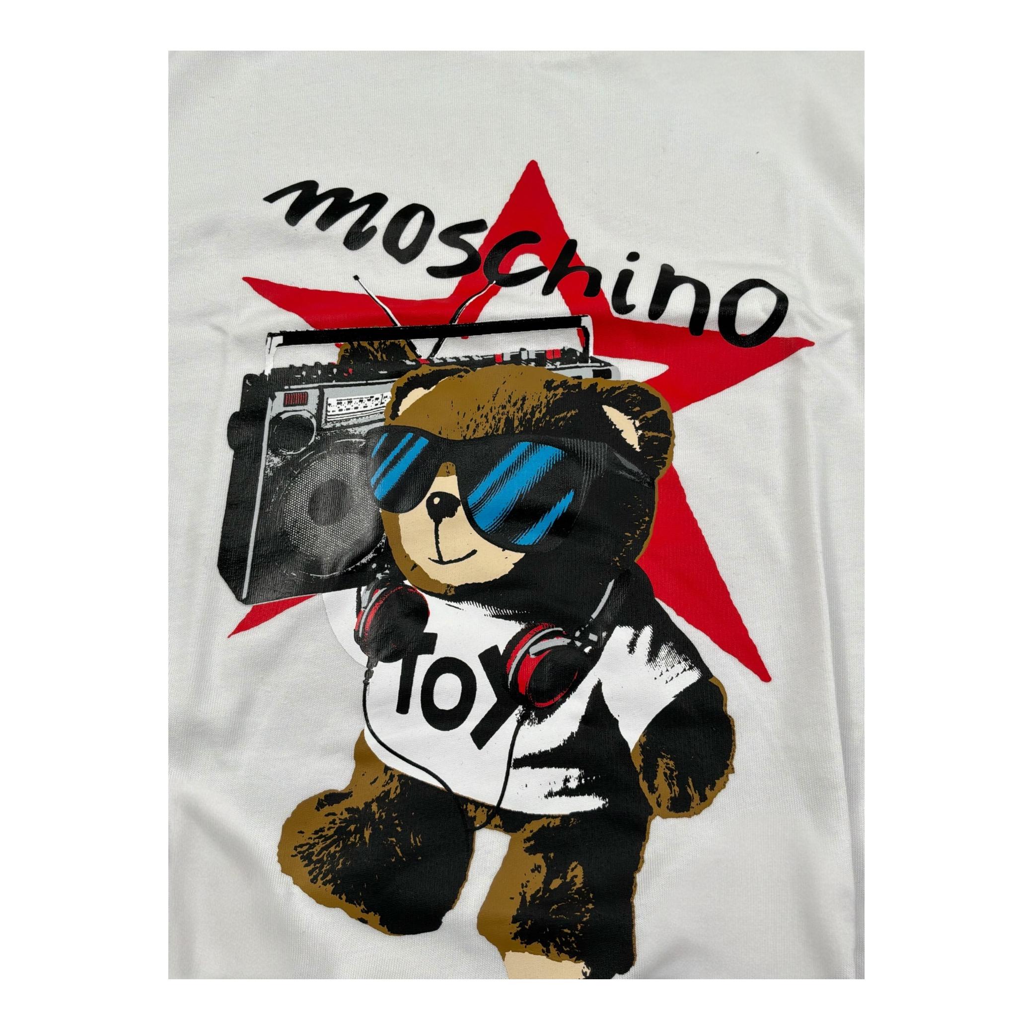 Moschino T-Shirt Girocollo tinta unita Cn Logo Bianco per Bambino HXM04K BIANCO MOSCHINO 