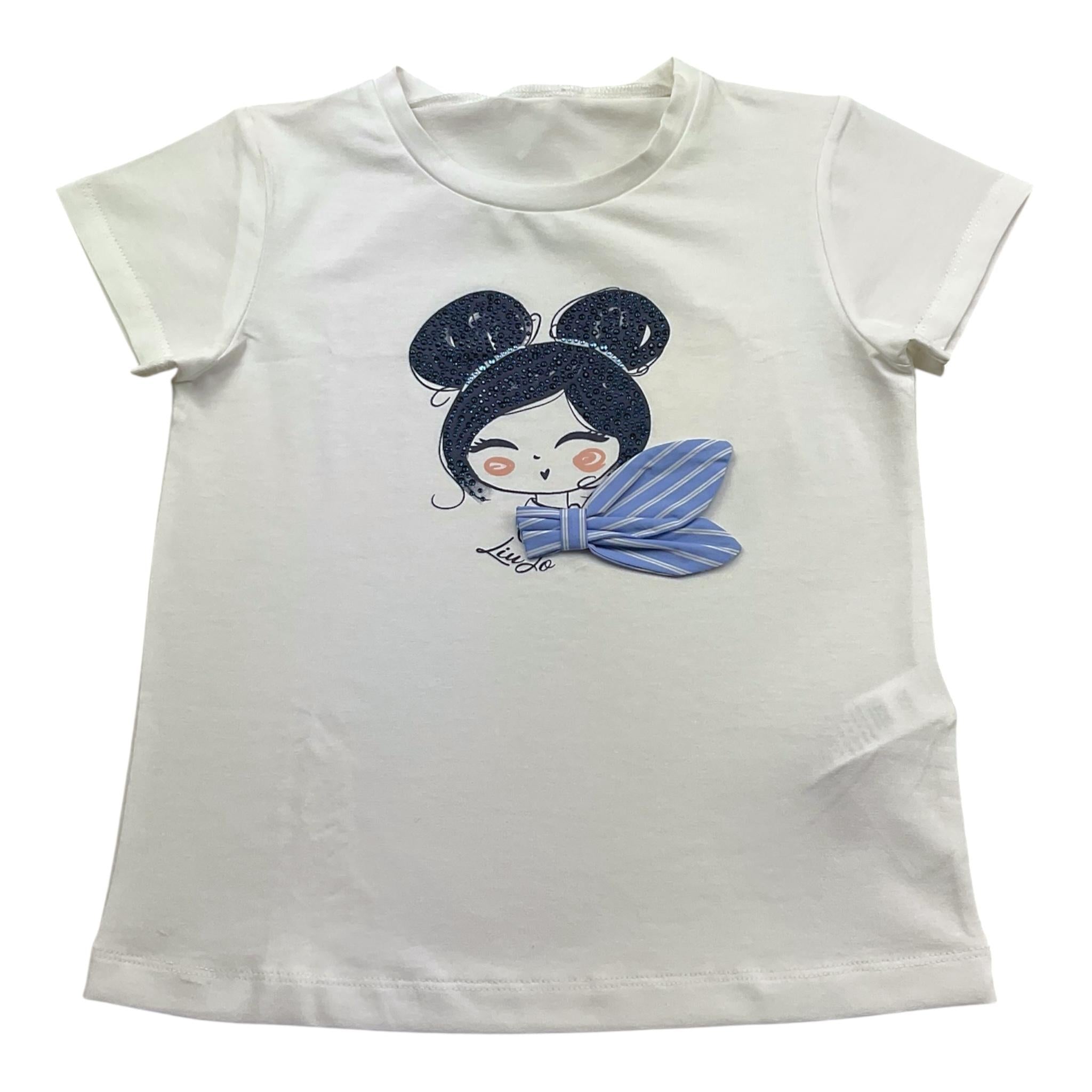 Liu Jo T-Shirt Tinta Unita Girocollo con Stampa per Bambina KA5039 BIANCO LIU JO 