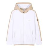 Boss Felpa con Zip E Cappuccio Bicolore per Bambino J51965 BIANCO/BEIGE BOSS 
