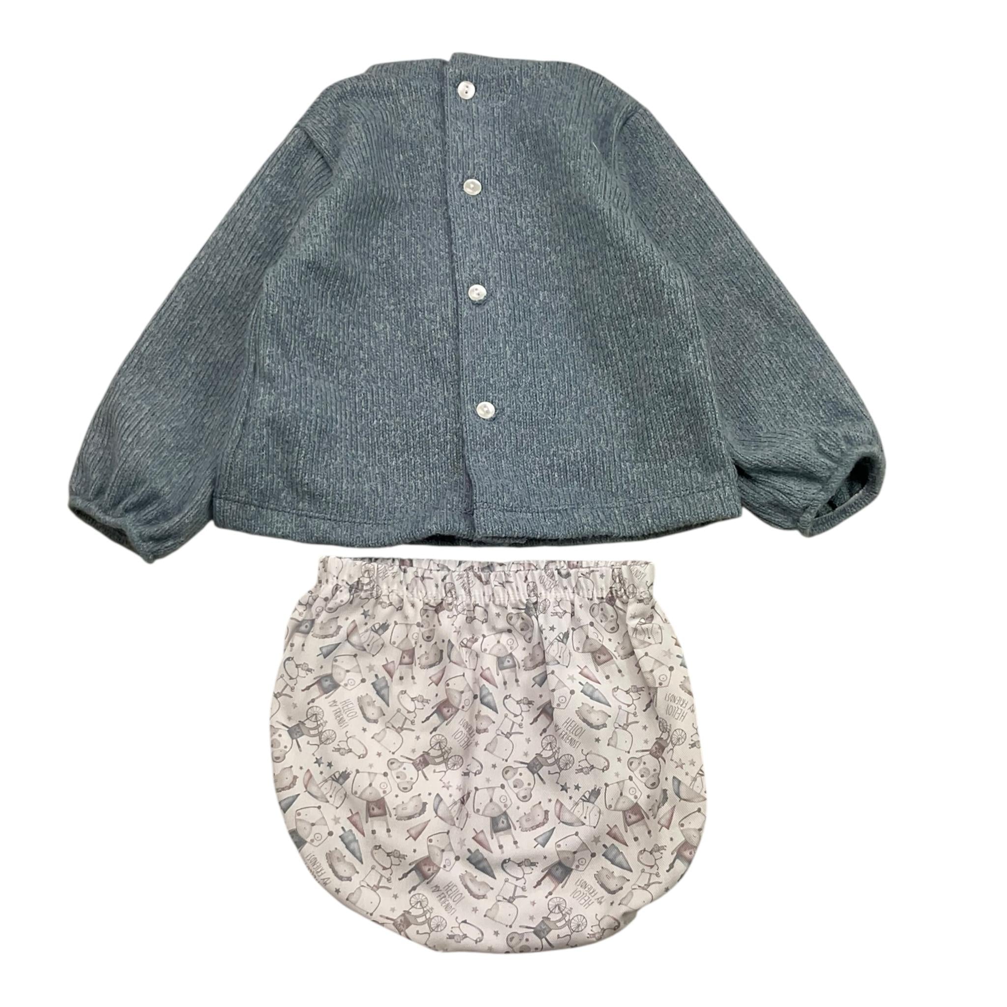 CALAMARO completo 2pz bicolore maglia-coulotte Azzurro per Neonato 11021X AZZURRO CALAMARO 