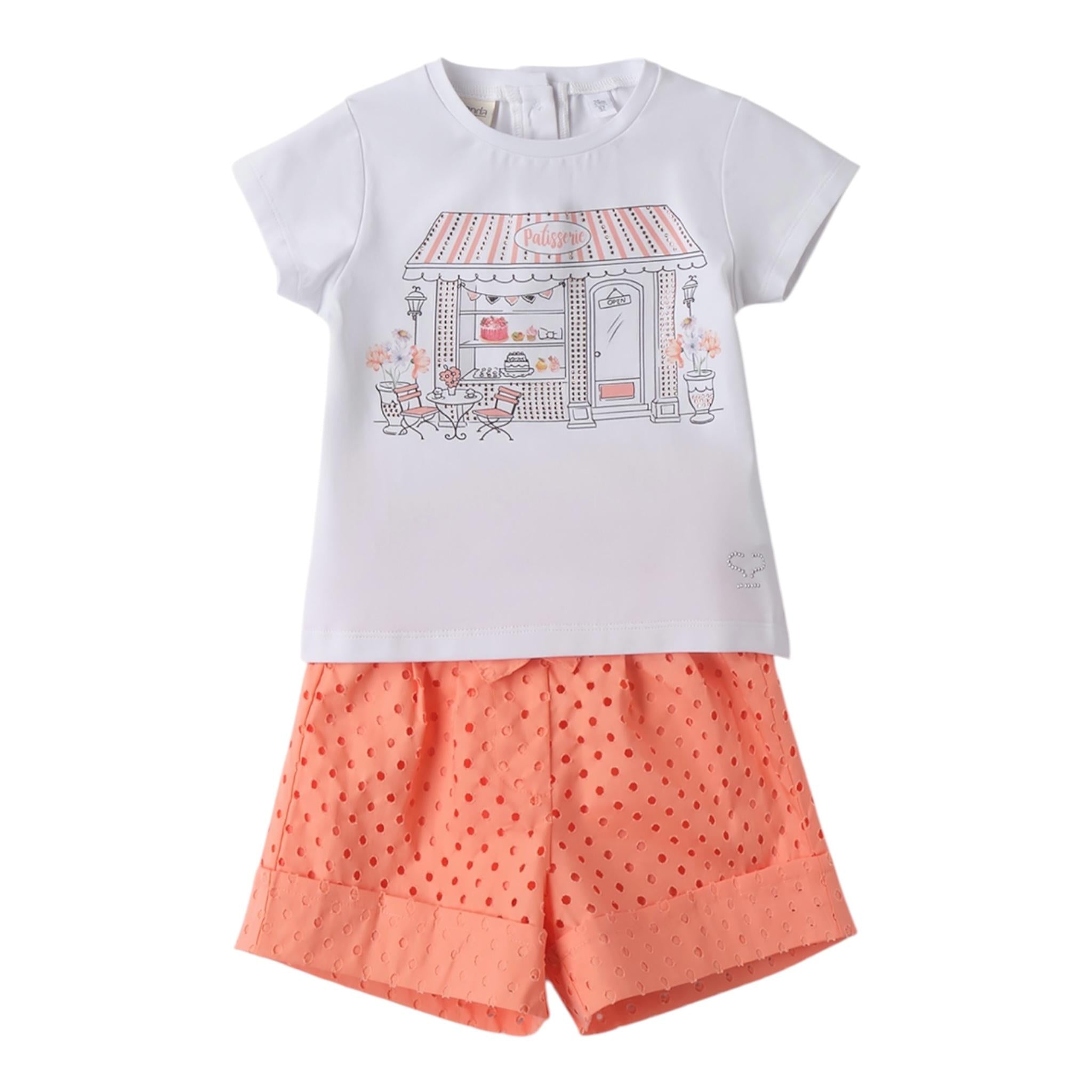 Minibanda Completo 2 Pezzi T-Shirt-Short  per Neonata 0B351XN BIANCO/SALMONE MINIBANDA 