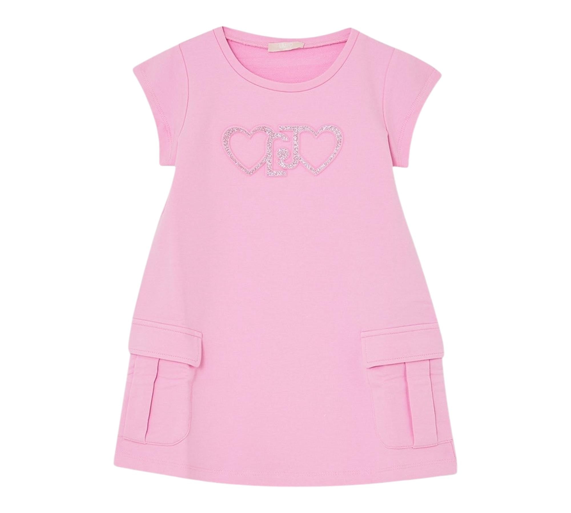 Liu Jo Abito Mezza Manica Tinta Unita con Logo per Bambina KA5017 ROSA LIU JO 