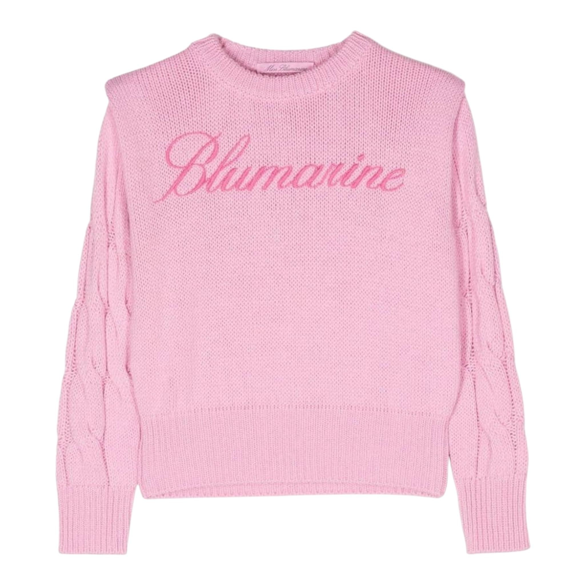 MISS BLUMARINE maglia tinta unita con stampa Rosa per Bambina IF3089 ROSA MISS BLUMARINE 