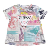 Guess T-Shirt Tinta Unita Con Fantasia Multicolor Bianco Per Neonata