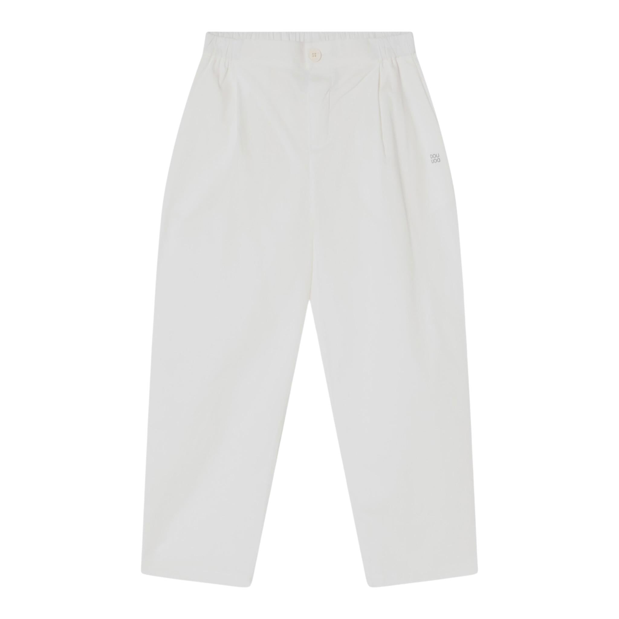 Dou Dou Pantalone Tinta Unita con Elastico In Vita per Bambina DW6P61X BIANCO DOU DOU 