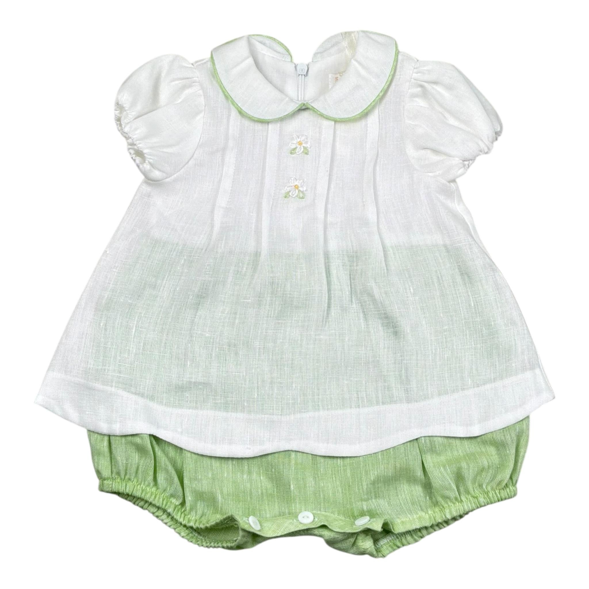Bimbalo' Pagliaccetto Bicolore con Colletto Bianco/Verde per Neonata 7568 BIANCO/VERDE BIMBALO' 