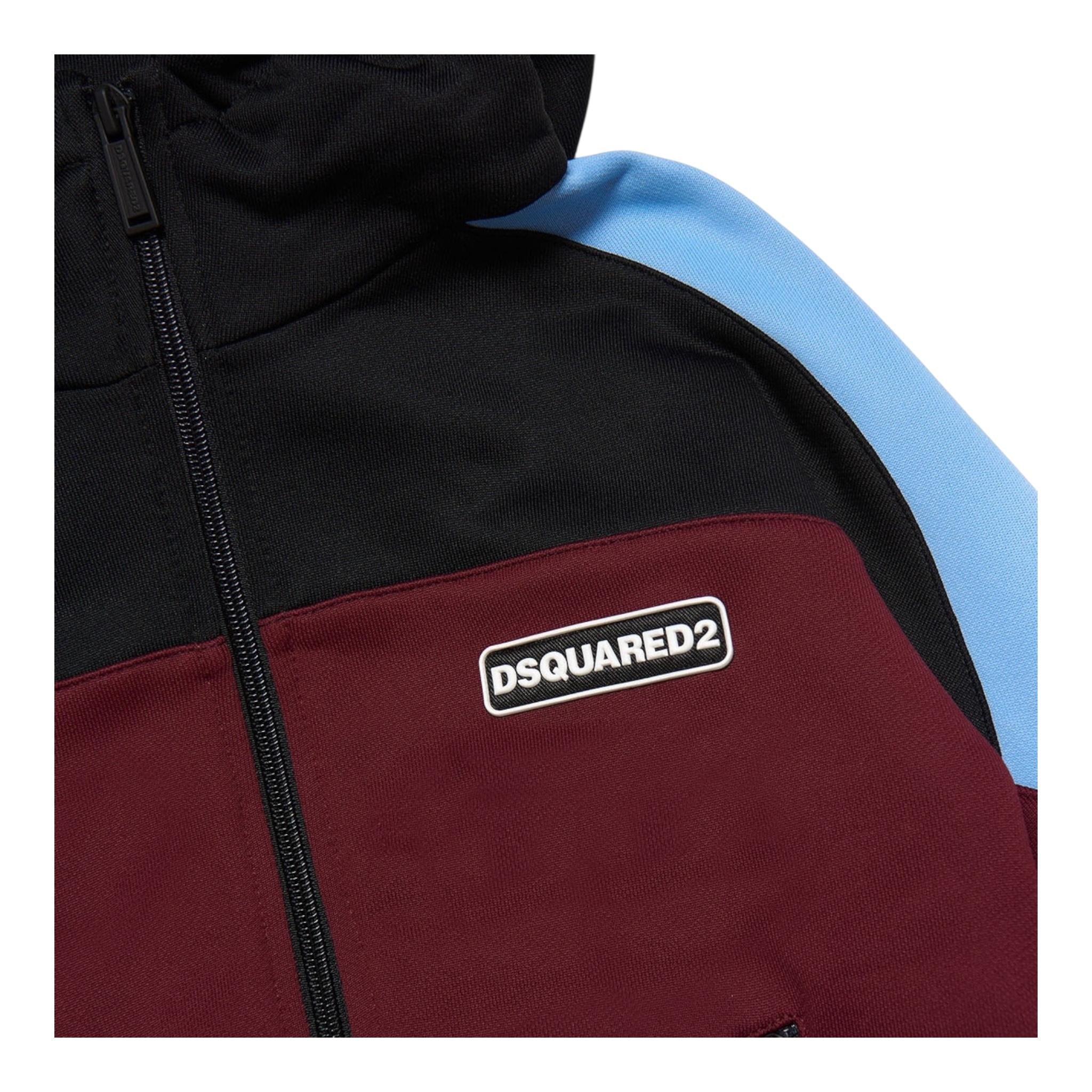 BALMAIN felpa con zip e cappuccio tricolore Bordeaux per Bambino DQ1951 BORDEAUX BALMAIN 