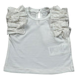 M+E' T-Shirt Girocollo Tinta Unita con Rouches per Bambina UE1735J BIANCO M+E' 