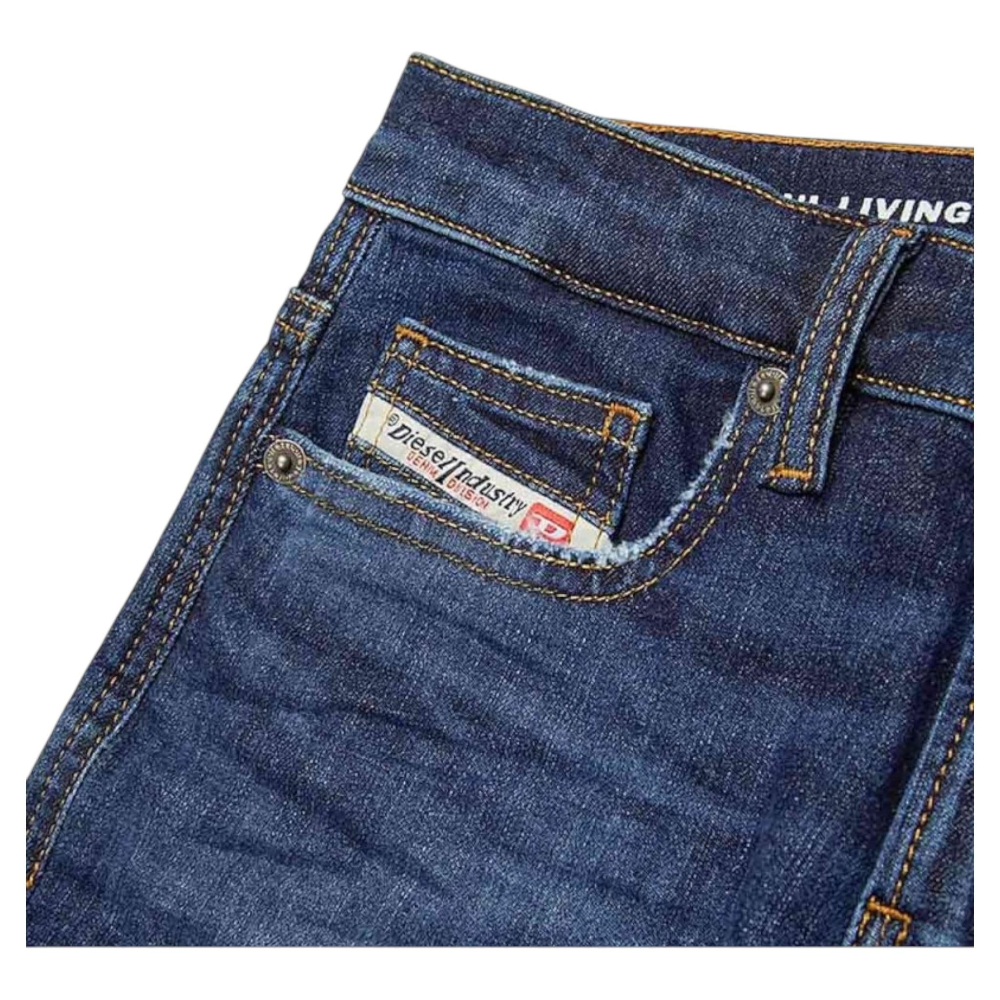 Diesel Jeans tinta unita con Girovita Regolabile Blu per Bambino J00809XX BLU DIESEL 