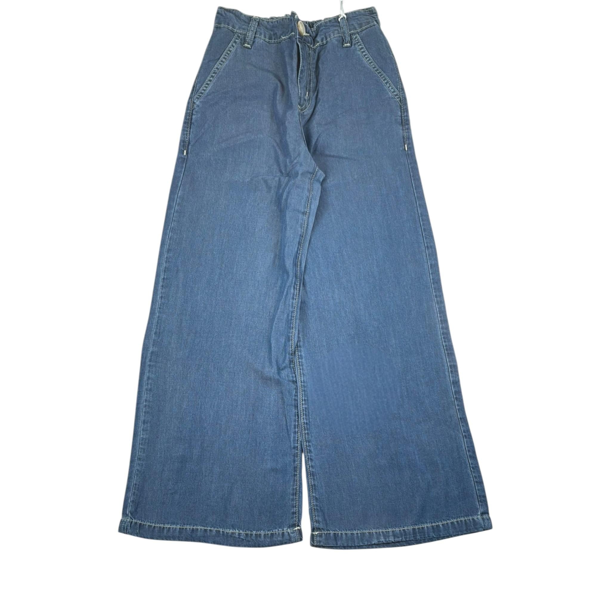 Lu Lu By Miss Grant Pantalone In Denim Modello A Palazzo Azzurro per Bambina LL3412 AZZURRO LU LU BY MISS GRANT 