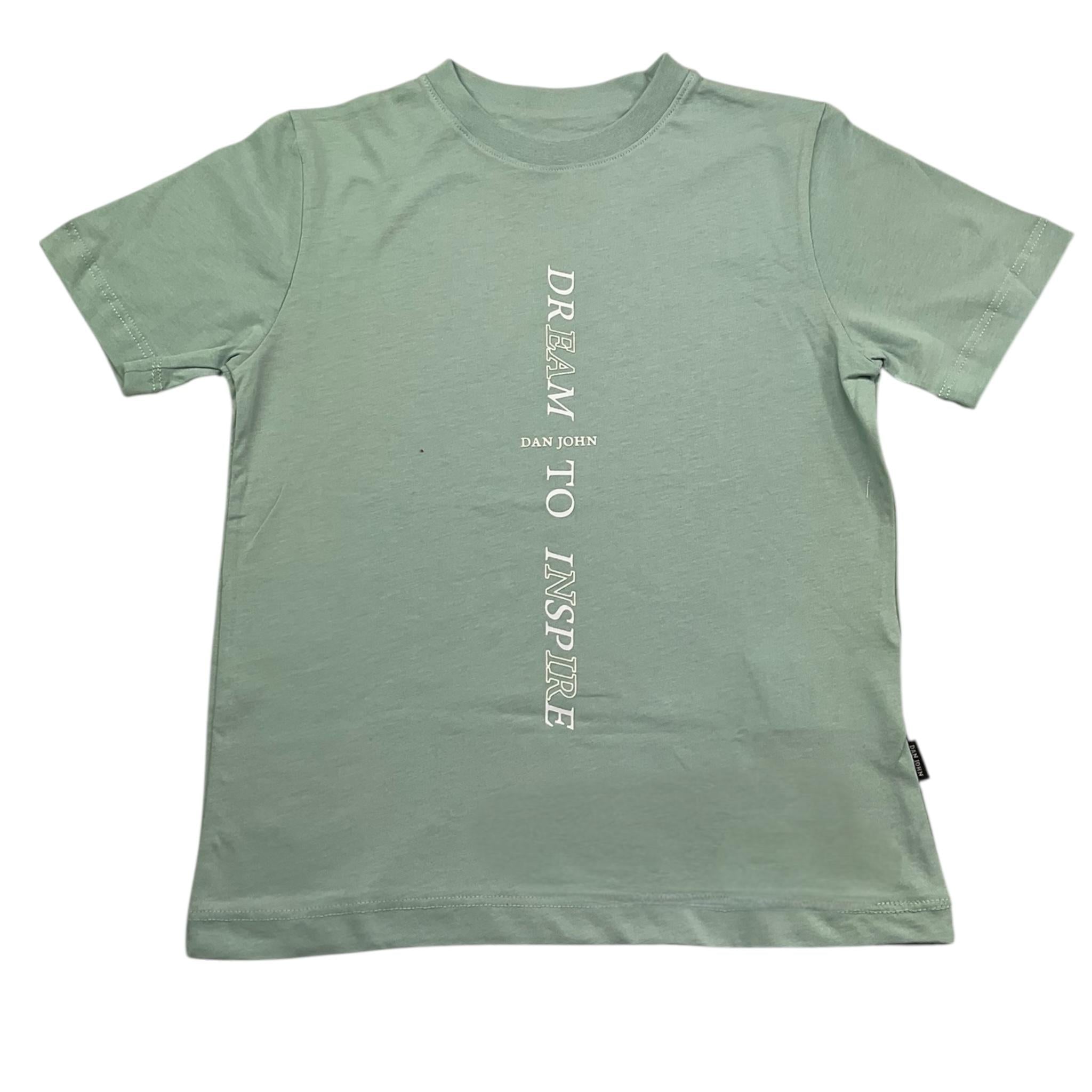 Dan John T-Shirt Girocollo Tinta Unita con Stampa per Bambino TSD5108J VERDE ACQUA DAN JOHN 