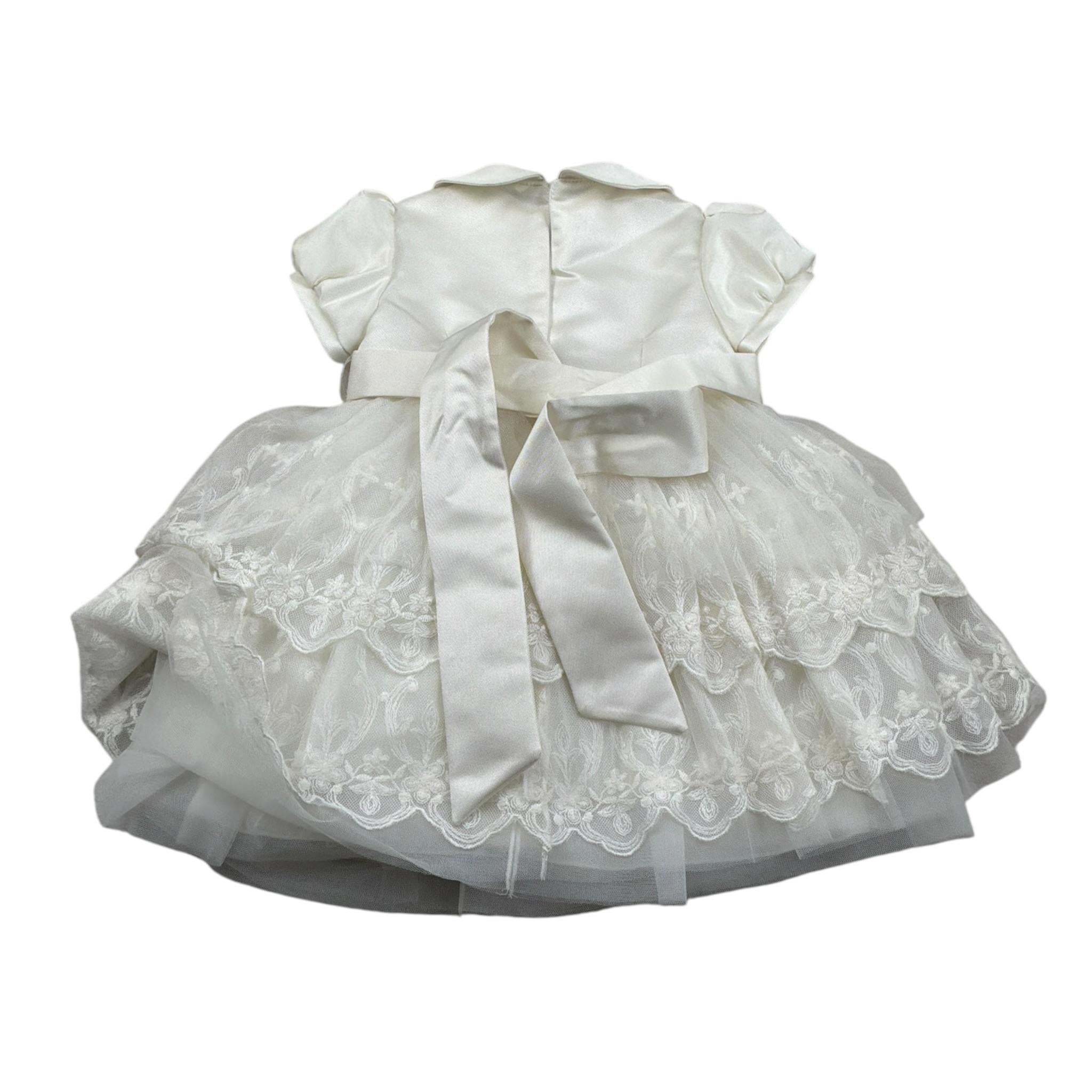 Colori Chiari Abito Mezza Manica tinta unita con Tulle Bianco per Neonata FN1053523232 BIANCO COLORI CHIARI 