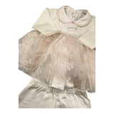 Minu' Completo 2 Pezzi Shirt E Leggins Tinta Unita Con Tulle Bianco/Rosa Per Neonata
