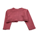 Paz Rodriguez Einfarbiger perforierter rosa Bolero für Baby Mädchen