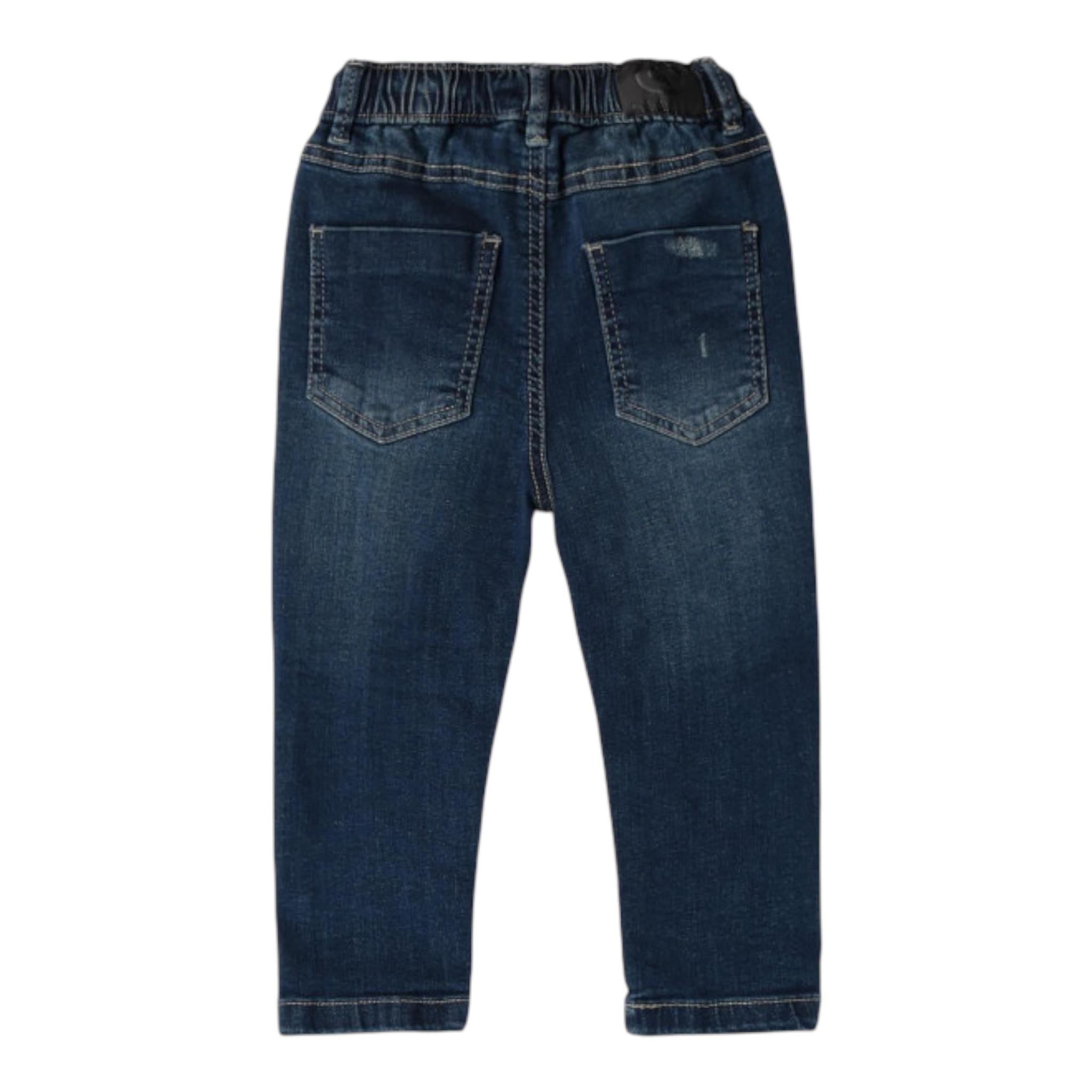 SARABANDA jeans tinta unita con elastico in vita Blu per Bambino A168 BLU SARABANDA 