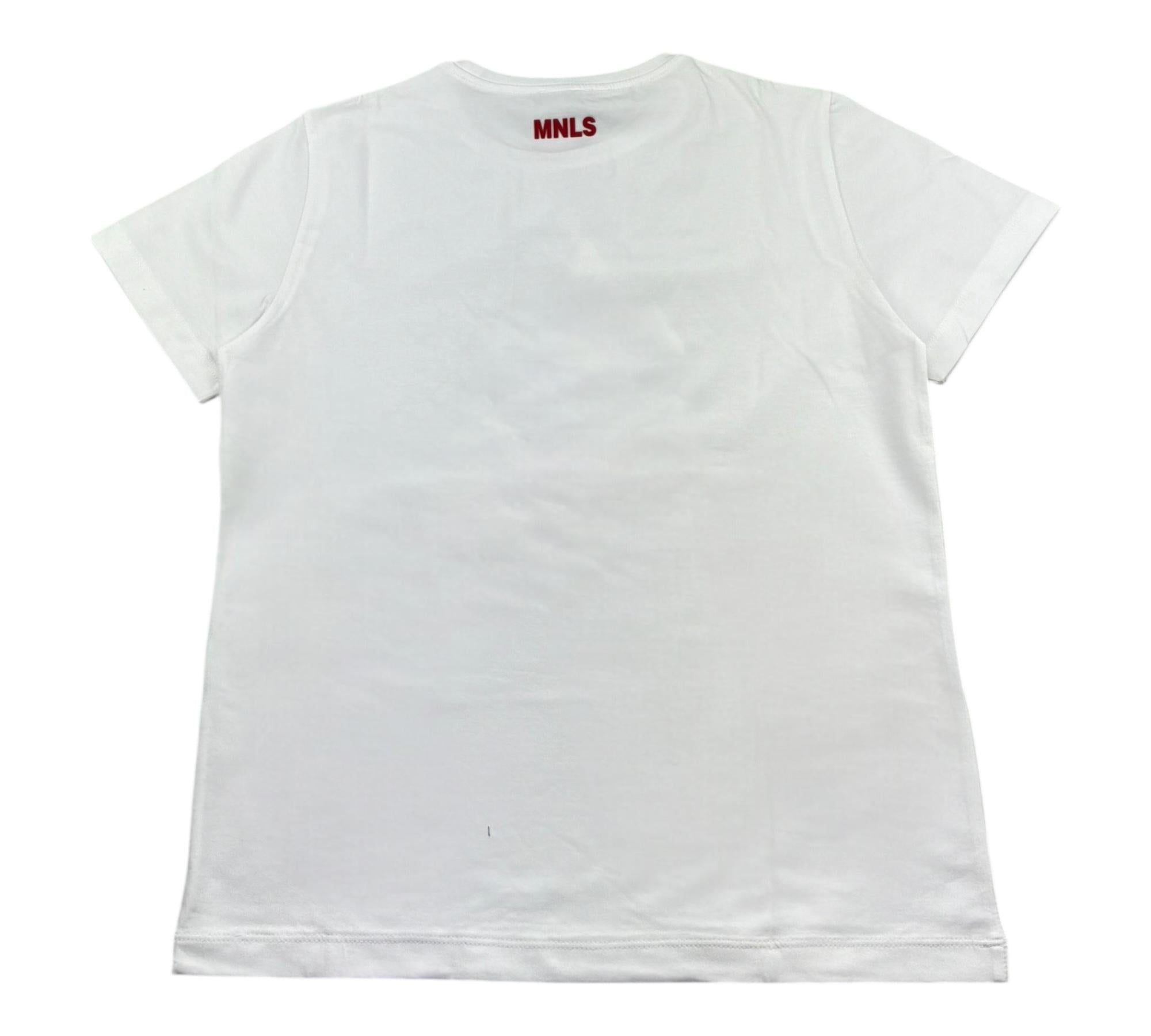 Monnalisa T-Shirt Girocollo Tinta Unita con Stampa per Bambino 255602 BIANCO MONNALISA 