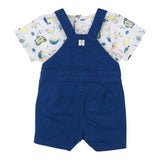 Carre'Ment Beau Completo 2 Pezzi T-Shirt-Salopette Blu Per Neonato