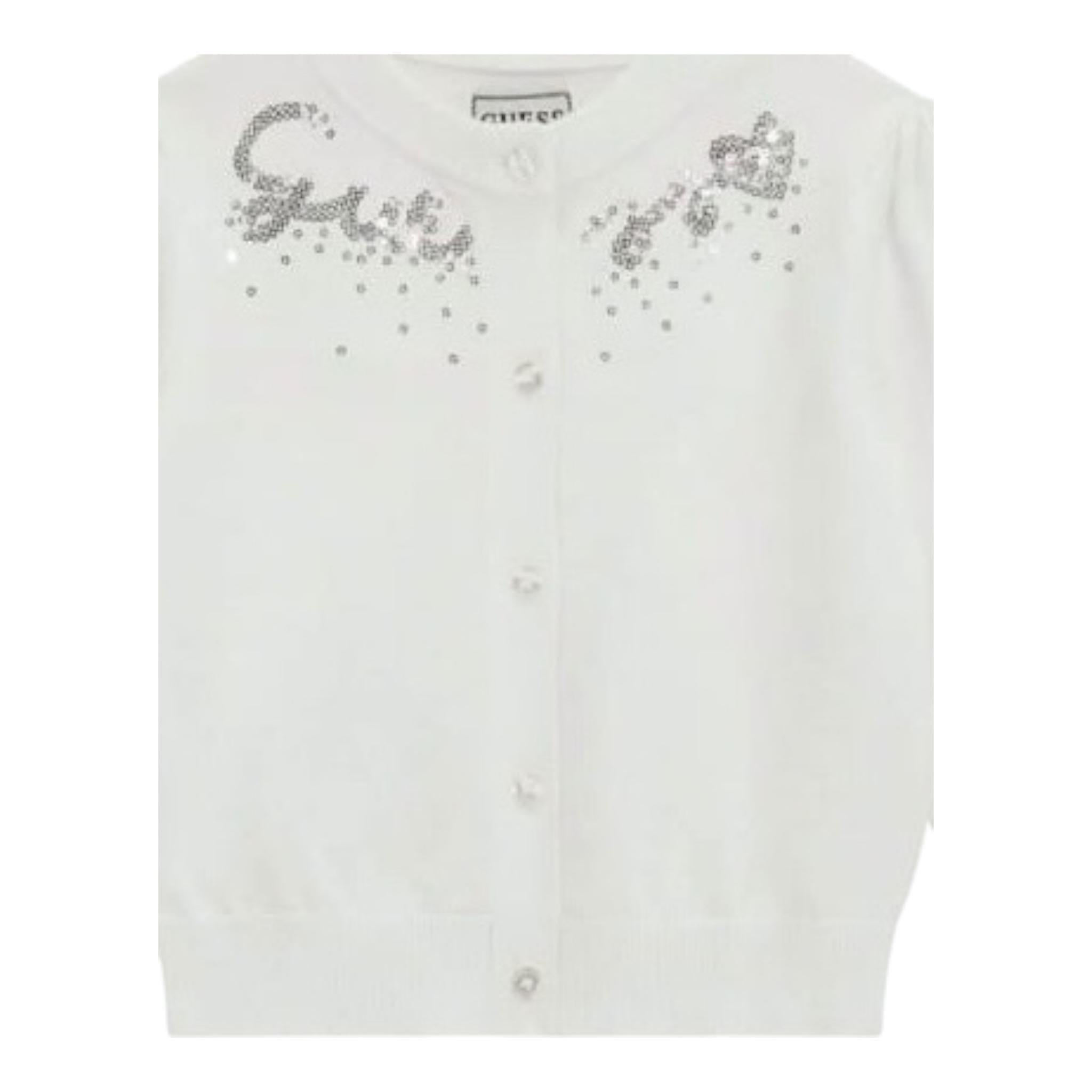 Guess Cardigan Tinta Unita con Paillettes per Bambina K5RR03Z3820X BIANCO GUESS 