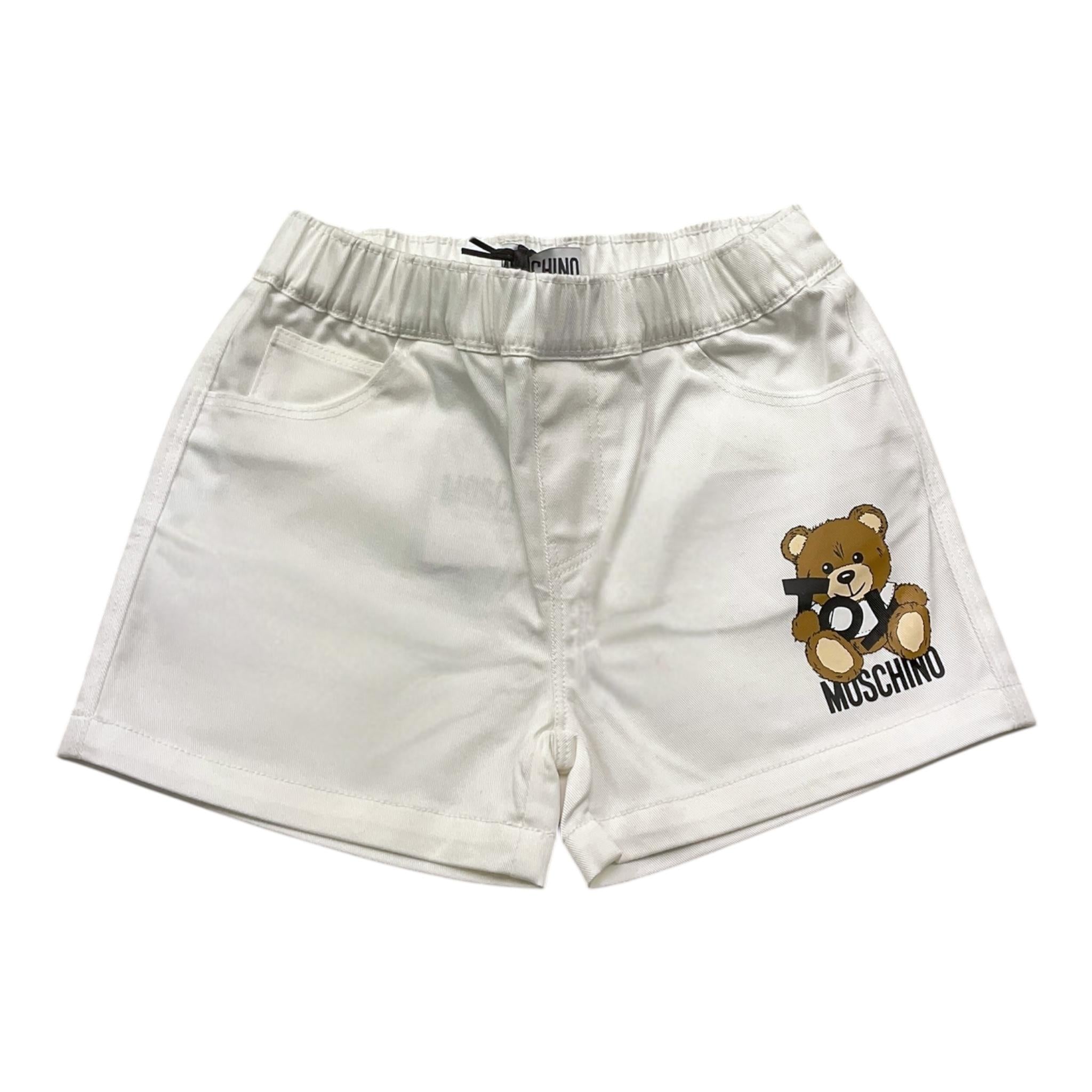 Moschino Bermuda Tinta Unita con Logo  per Neonato MUQ018 BIANCO MOSCHINO 