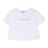 Twinset T-Shirt Girocollo Tinta Unita con Stampa per Bambina 251GJ2484X BIANCO TWINSET 